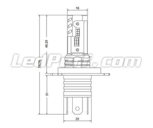 H19 LED bulb kit Nano Technology - Dimensions Ultra Compact