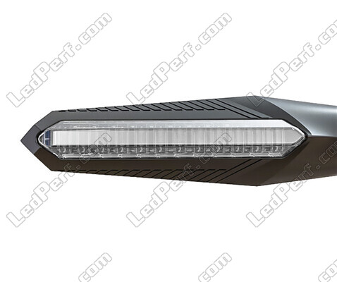 Front view of dynamic LED turn signals with Daytime Running Light for Aprilia Dorsoduro 1200