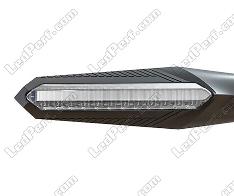 Front view of dynamic LED turn signals + brake lights for Kymco Zing II 125