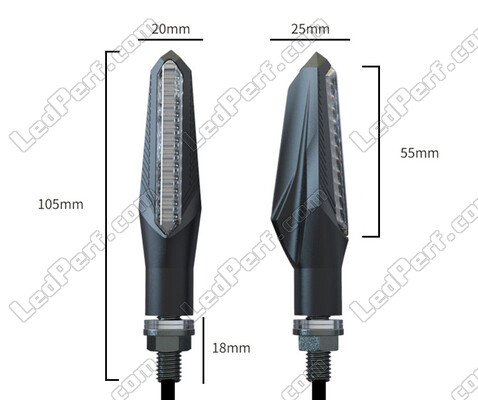 Overall dimensions of dynamic LED turn signals with Daytime Running Light for Yamaha FZS 600 Fazer (MK1)